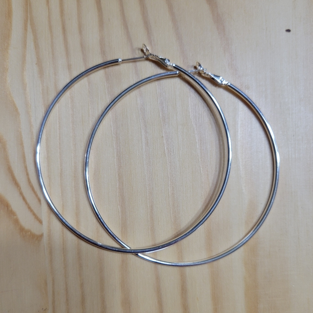 3" Thin Silver Hoops NEW